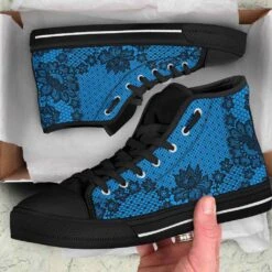 Bright Blue & Lace High Top Sneakers, FREE Shipping -Vintage Veil Clothing Store SNLABB4
