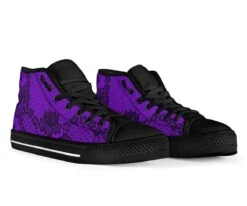 Purple Floral Lace High Top Sneakers, FREE Shipping -Vintage Veil Clothing Store SNLAP1