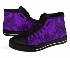 Purple Floral Lace High Top Sneakers, FREE Shipping -Vintage Veil Clothing Store SNLAP2