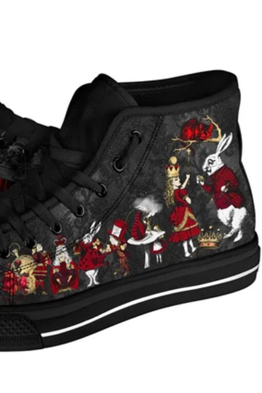 Alice In Wonderland Queen Of Hearts 2 Hi Top Sneakers Women's Sneakers, FREE Shipping