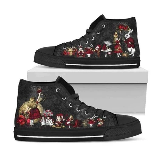 Alice In Wonderland Queen Of Hearts 2 Hi Top Sneakers Women's Sneakers, FREE Shipping - Image 2