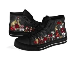 Alice In Wonderland Queen Of Hearts 2 Hi Top Sneakers Women's Sneakers, FREE Shipping -Vintage Veil Clothing Store SNRG1QOH2SNEAKERS4
