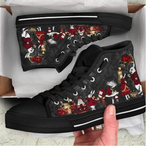 Alice In Wonderland Queen Of Hearts 2 Hi Top Sneakers Women's Sneakers, FREE Shipping - Image 6