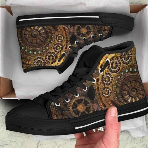 Steampunk Clockwork, Men's High Top Sneakers, FREE Shipping - Image 5