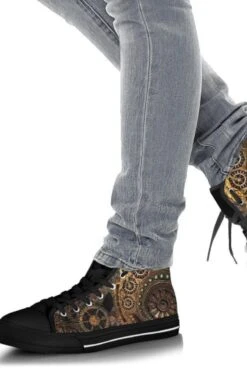 Steampunk Clockwork, Men's High Top Sneakers, FREE Shipping