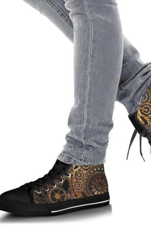 Steampunk Clockwork, Men's High Top Sneakers, FREE Shipping
