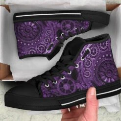 Purple Steampunk Clockwork, Men's High Top Sneakers, FREE Shipping -Vintage Veil Clothing Store SNSTEAM34 703095d8 bb06 4db2 bafc 5b7a2b5af846