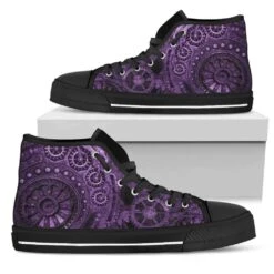 Purple Steampunk Clockwork, Men's High Top Sneakers, FREE Shipping -Vintage Veil Clothing Store SNSTEAM3 ce3d37a4 e19b 460a ba0f c9db11334a70