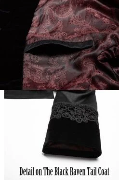 The Black Raven Tail Coat,SOLD OUT -Vintage Veil Clothing Store The Black Raven Tailcoat WY 1007LCM detail