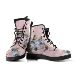 Alice In Wonderland Print Boots, FREE Shipping -Vintage Veil Clothing Store alicepink3