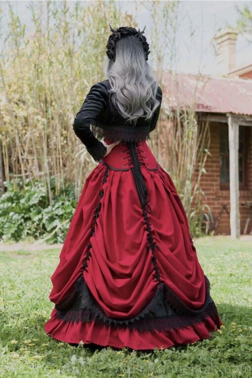 Gothic Red & Black Victorian Wedding Dress, Made To Measure - Image 7
