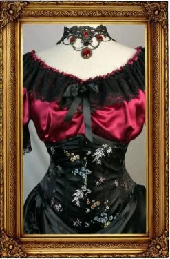 The 'Lilly' Underbust Victorian Corset - Black Oriental Brocade