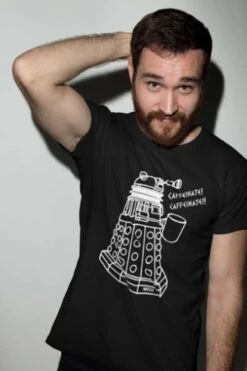 Black Large Dalek Needs Caffeine Meme Tee