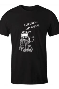 Black Dalek Needs Caffeine Meme Tee -Vintage Veil Clothing Store blackmendalek