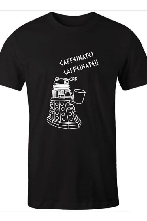 Black Dalek Needs Caffeine Meme Tee - Image 3