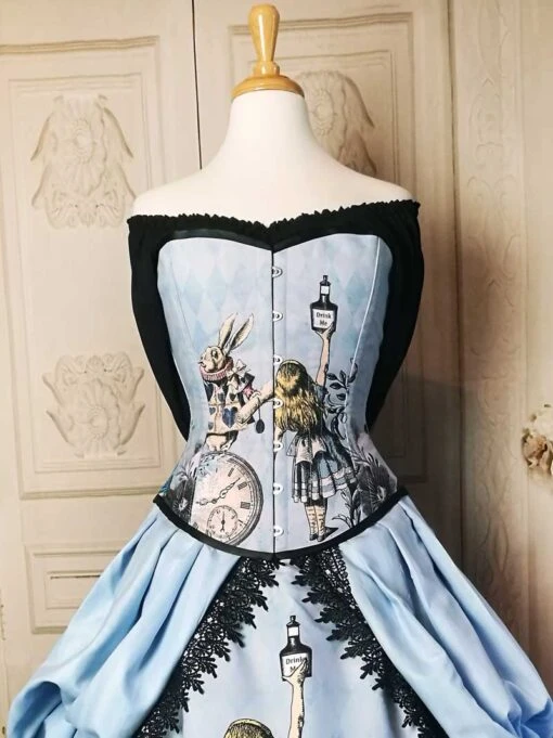 Blue Alice In Wonderland Victorian Corset Gown - Image 6