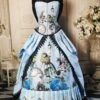 Blue Alice In Wonderland Victorian Corset Gown -Vintage Veil Clothing Store blue alice front