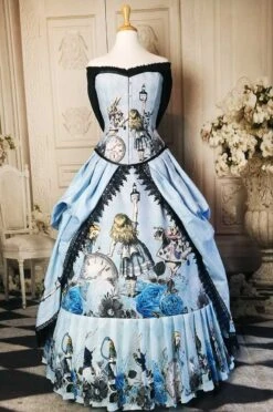 Blue Alice In Wonderland Victorian Corset Gown