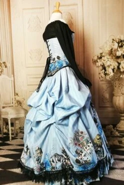 Blue Alice In Wonderland Victorian Corset Gown -Vintage Veil Clothing Store blue alice side 2