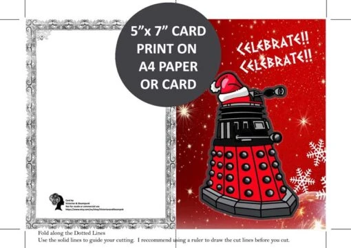 Doctor Who Printable Christmas Card - Dalek Christmas Card - Instant Download Printable Card - Image 3