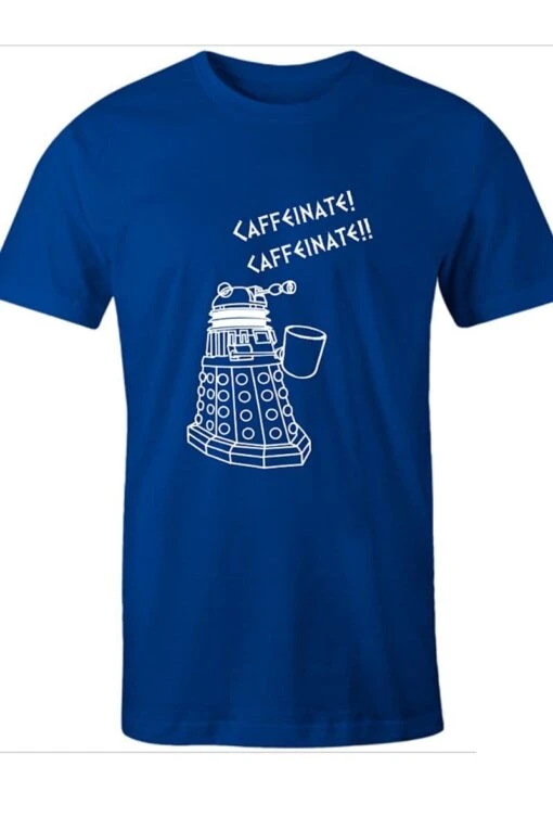 Blue Dalek Needs Caffeine Meme Tee - Image 4
