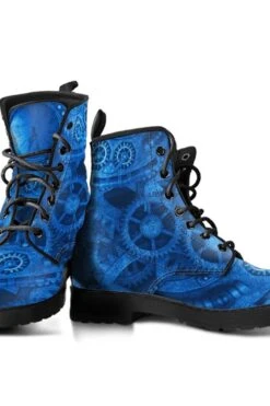 Dave's Blue Steampunk, Men's Vegan Boots, FREE Shipping