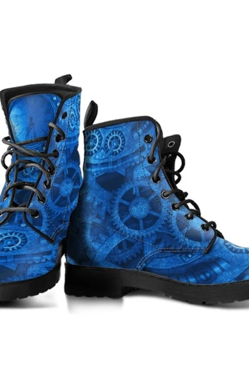 Dave's Blue Steampunk, Men's Vegan Boots, FREE Shipping