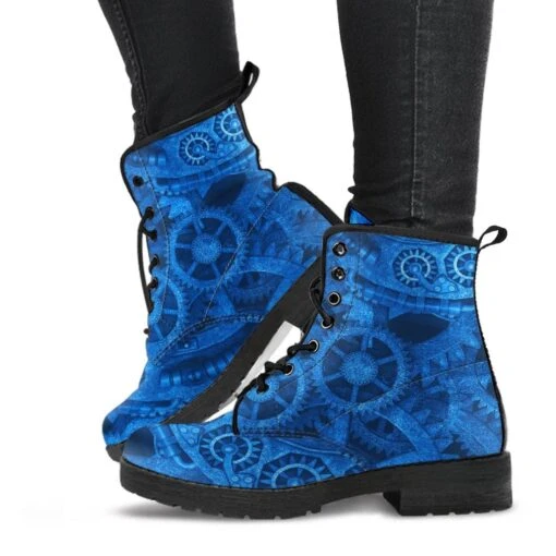 Bright Blue Steampunk, Vegan Women's Boots, FREE Shipping - Image 5