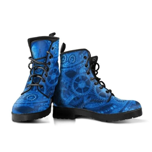 Bright Blue Steampunk, Vegan Women's Boots, FREE Shipping - Image 7