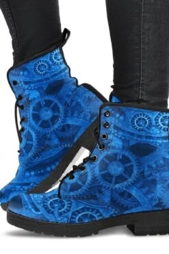 Bright Blue Steampunk, Vegan Women's Boots, FREE Shipping