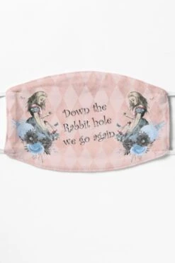 Down The Rabbit Hole We Go Again -Mask -Vintage Veil Clothing Store dtrabbitholemask5
