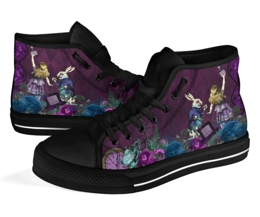 Alice In Wonderland Gothic Hi Tops, FREE Shipping - Image 5