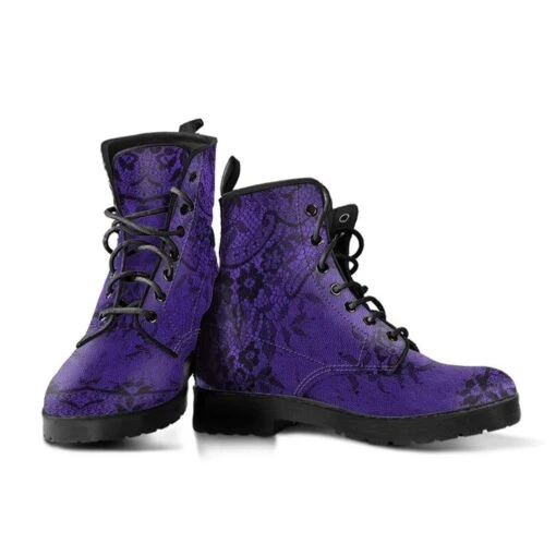 Gothic Lace Purple Vegan Boots, FREE Shipping - Image 4