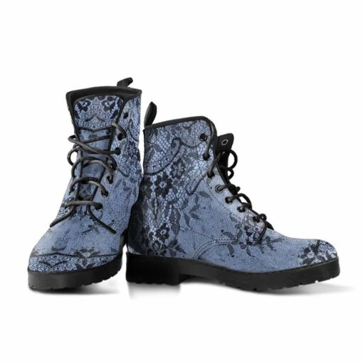 Gothic Lace On Blue, Vegan Boots - Image 2
