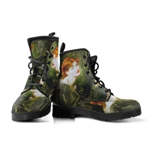 Pre-Raphaelite Green Vegan Boots, FREE Shipping - Image 3
