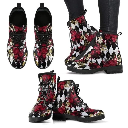Gothic Roses & Diamonds Vegan Boots, FREE Shipping - Image 6