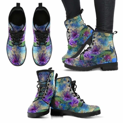 Garden Of The Peacock Vegan Boots, FREE Shipping - Image 5