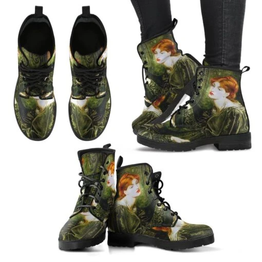 Pre-Raphaelite Green Vegan Boots, FREE Shipping - Image 4