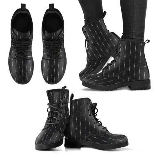 Gothic Pinstripe, Vegan Boots, FREE SHIPPING - Image 3
