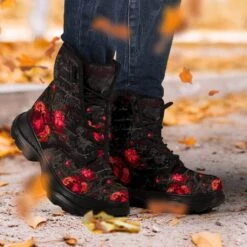 Red Roses French Script Chunky Boots, FREE Shipping -Vintage Veil Clothing Store front 5 1024x1024 2x 41ca3726 c75b 401b 867d b86a91112dba