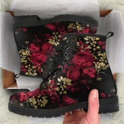 Red Roses Vegan Boots, FREE Shipping