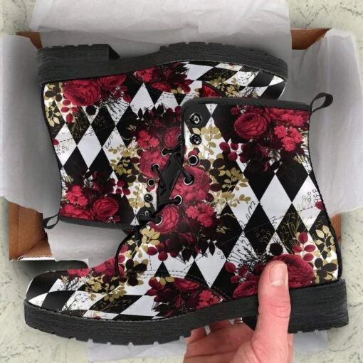Gothic Roses & Diamonds Vegan Boots, FREE Shipping - Image 5