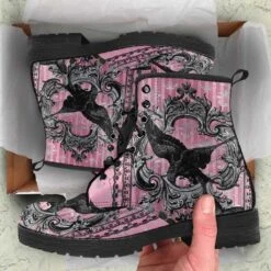 RAVEN Gothic Pink, Vegan Women's Boots, FREE Shipping -Vintage Veil Clothing Store front 5 1024x1024 2x b6d00e36 78e6 426f 9ce1 07e2a5830b49