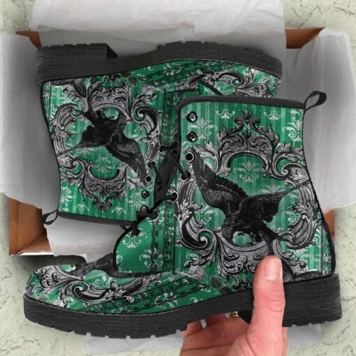 RAVEN Gothic Green, Vegan Women's Boots, FREE Shipping - Image 4