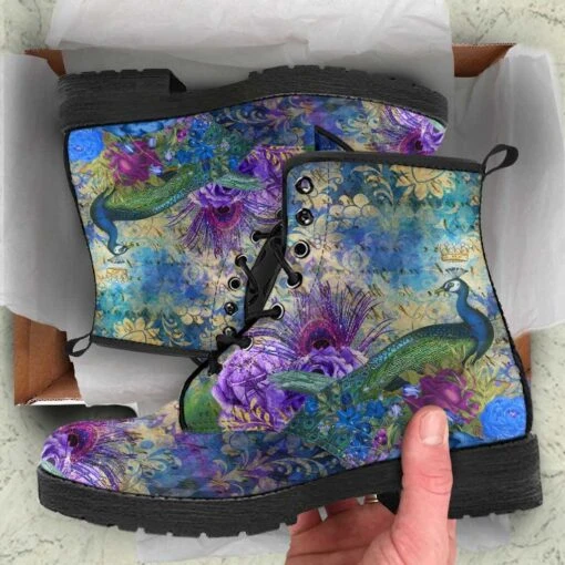 Garden Of The Peacock Vegan Boots, FREE Shipping - Image 2