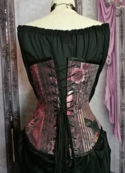 Gothic Memento Over Bust Corset, Custom Sized -Vintage Veil Clothing Store goth memento back