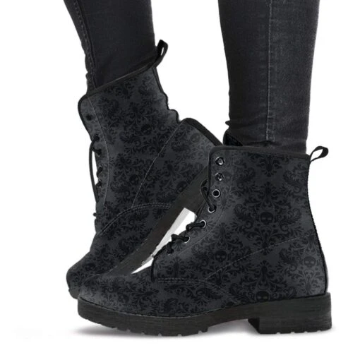 Men's Gothic Renaissance Skull Print Boots, FREE Shipping - Image 2