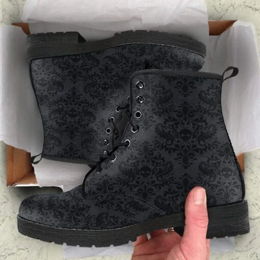 Men's Gothic Renaissance Skull Print Boots, FREE Shipping - Image 4