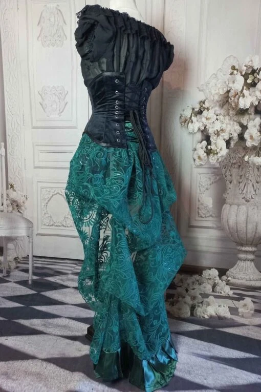 Green Lace Victorian Bustle Skirt - Image 2