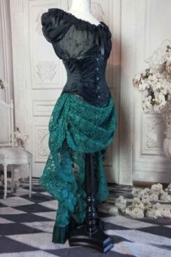 Green Lace Victorian Bustle Skirt -Vintage Veil Clothing Store greenlacevictorianbustle3